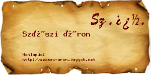 Szászi Áron névjegykártya