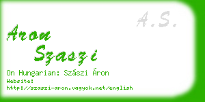 aron szaszi business card